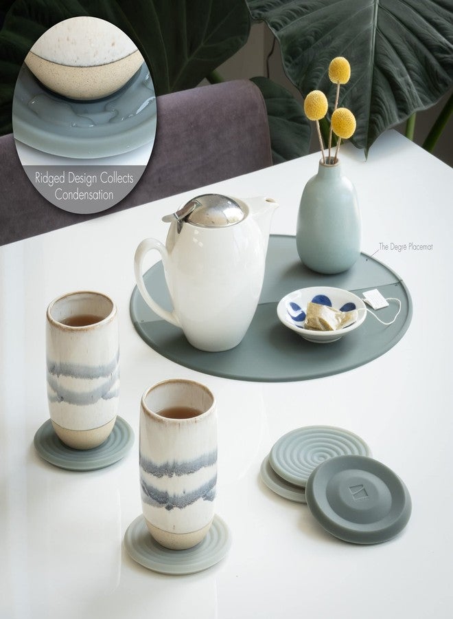 LINE+ARC Extra Thick Silicone Coasters (As Seen in NYTimes WireCutter) Waterproof Anti-Stain Heat-Safe Dishwasher-Safe Degrē Coasters XL (Set of 6 Sandstone) Outdoor Rubber Mid-Century Modern - Image 4